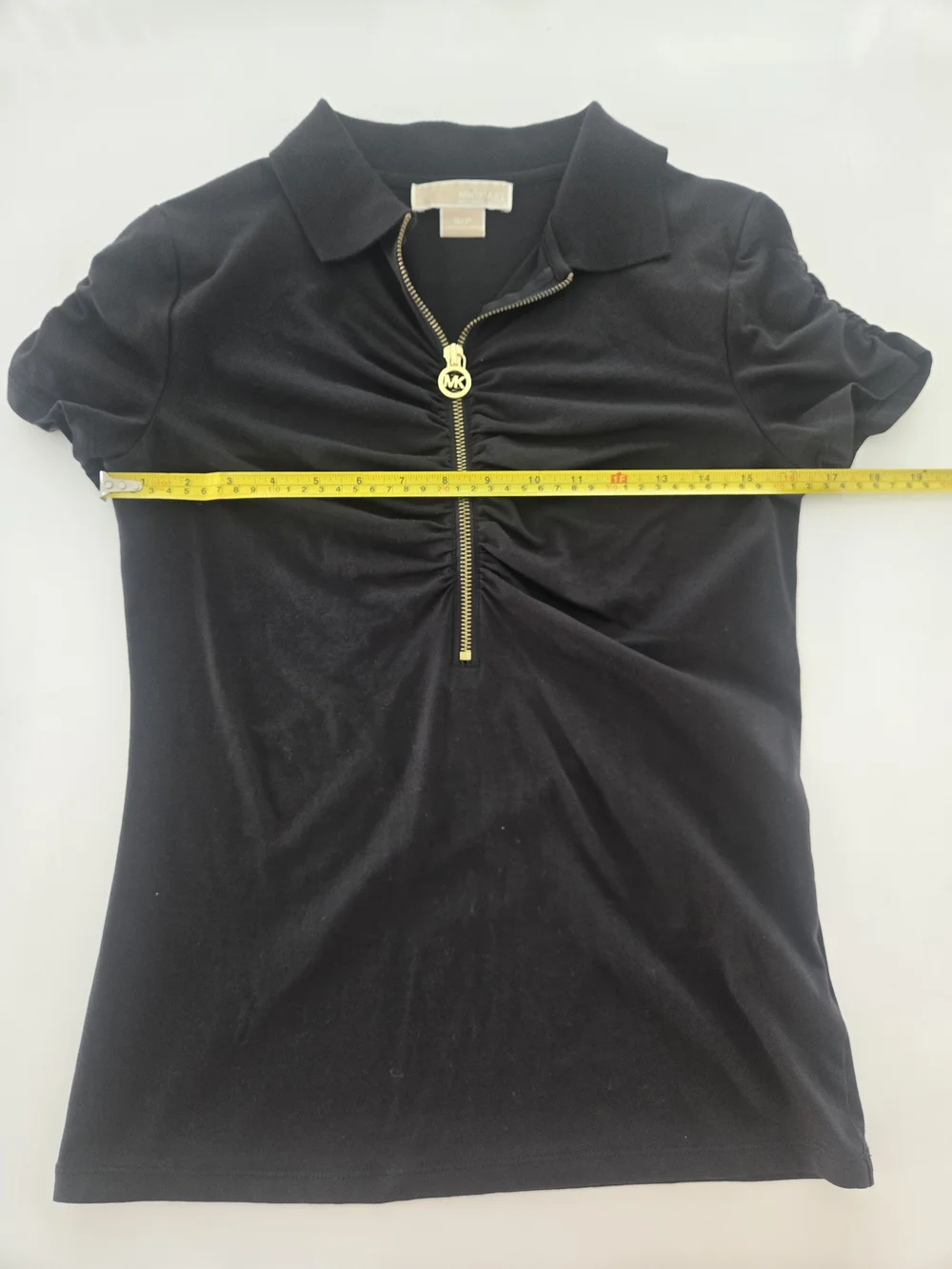 Michael Kors Black Short Sleeve Polo with Gold Zip Size SP